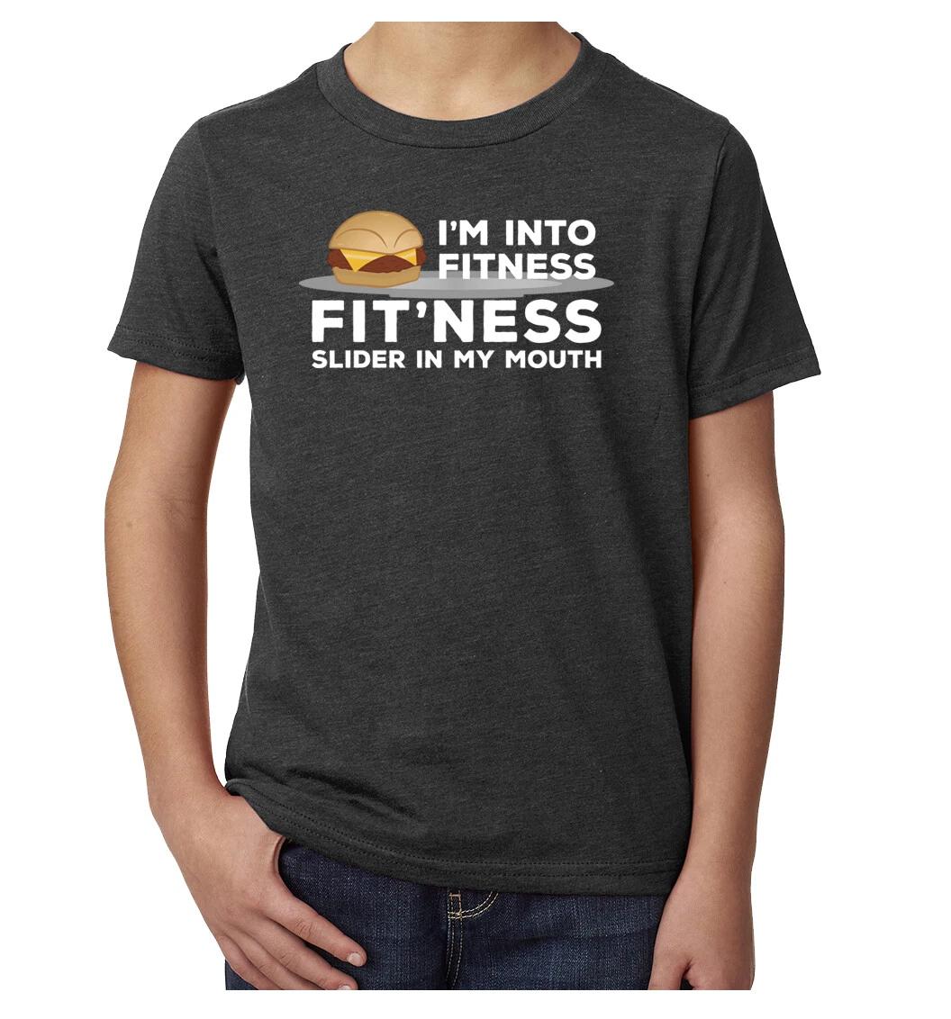 I m into Fitness Fit ness Slider in my mouth Youth funny graphic tees L