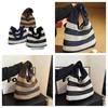 Color Block Knitted Tote Bag for Women Casual Striped Crochet Shoulder Bag Lightweight Large Capacity Beach Bag