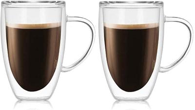 Morningplace Cam Bardak Çift Duvarlı Tumbler/Kupa Seti, Isıya Dayanıklı (450ml, 2)