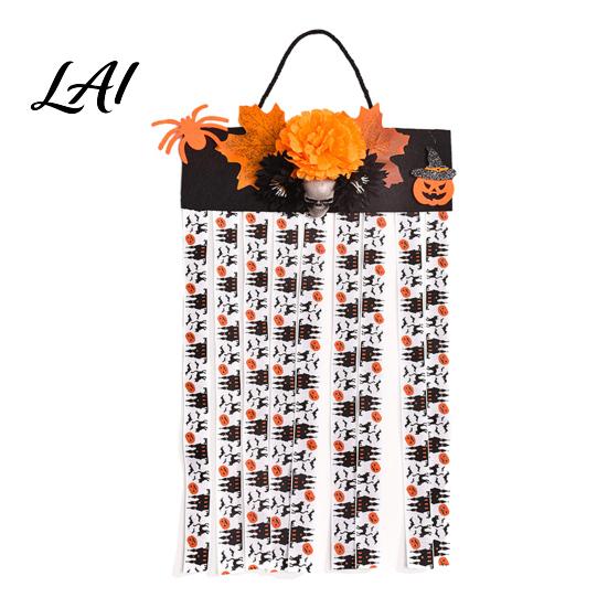 Skull Bat Pumpkin Print Backdrop Halloween Rag Flag Banner Maple Leaf Flower Ribbon Hanging Kindergarten Activity Decor Decor Farmhouse Wall Art for