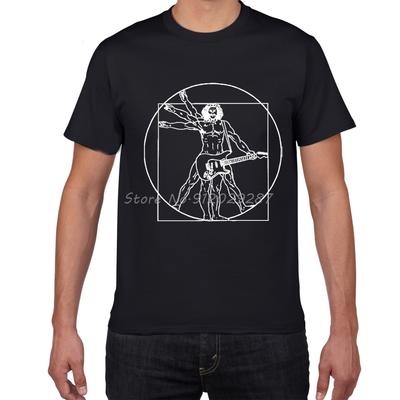 Da Vinci Guitar Funny T-Shirt Men Vitruvian Man Rock Band Vintage Graphic Music Novelty Streetwear T Shirt