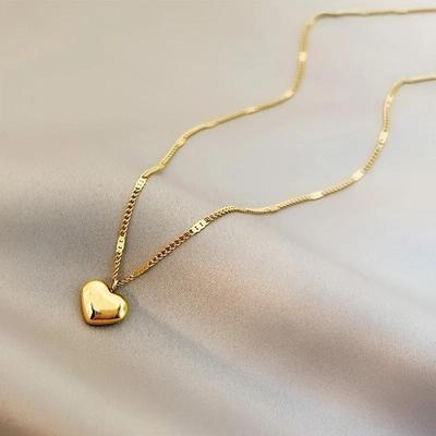 New Simple and Sweet Couple Love Necklace Lock Geometric Heart-shaped Accessories Light Luxury Temperament Bone Chain