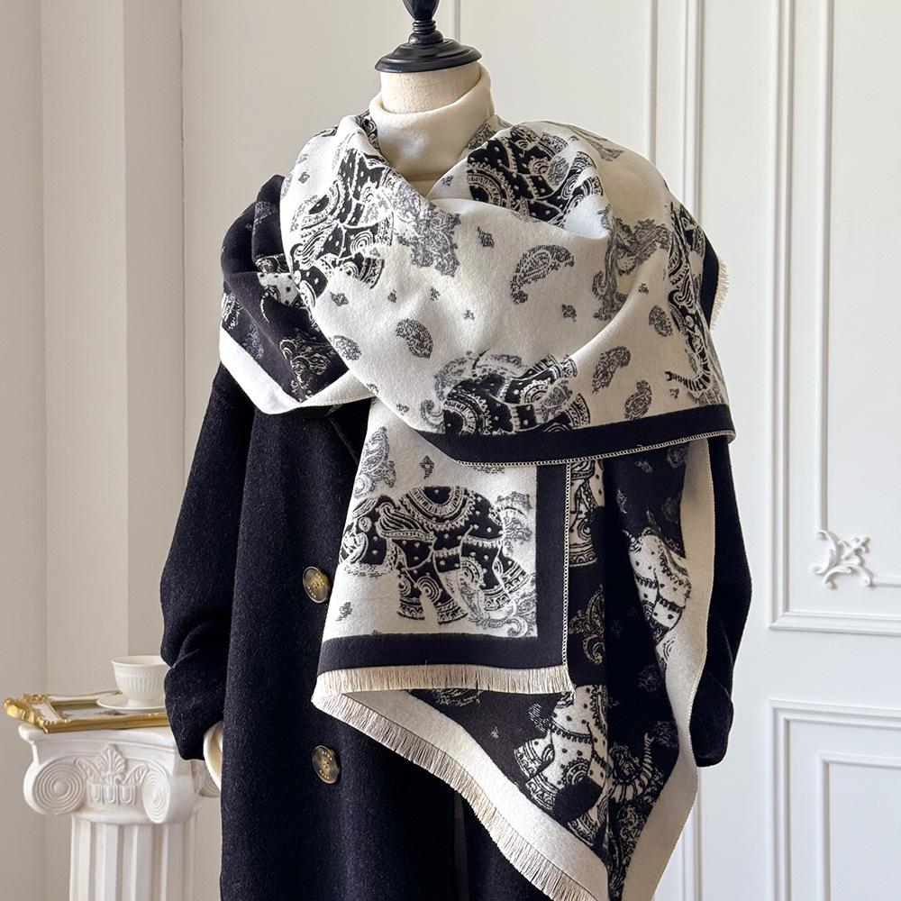 New Autumn and Winter Warm Thickened Cashmere Imitation Scarf Women Dignified Atmosphere Air Conditioning Shawl Scarf