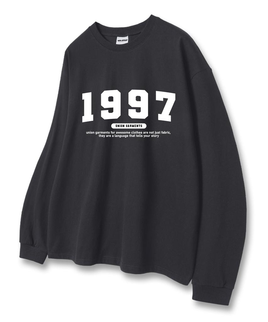 UNION GARMENTS 1997 Number Logo Loose Fit Long Sleeve T-Shirt Dark Gray [Basic Or Ribbed]