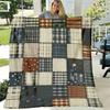 1pc Plaid Jigsaw Print Soft Air Conditioning Nap Blanket, Suitable for Sofa, Office Bed Camp Travel Multipurpose Gift Throw All Seasons