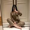 New Pajamas for Women Spring Sweet Square Neck Pajamas Set with Breast Pads Home Clothes Island Velvet Ruffles Home Clothes