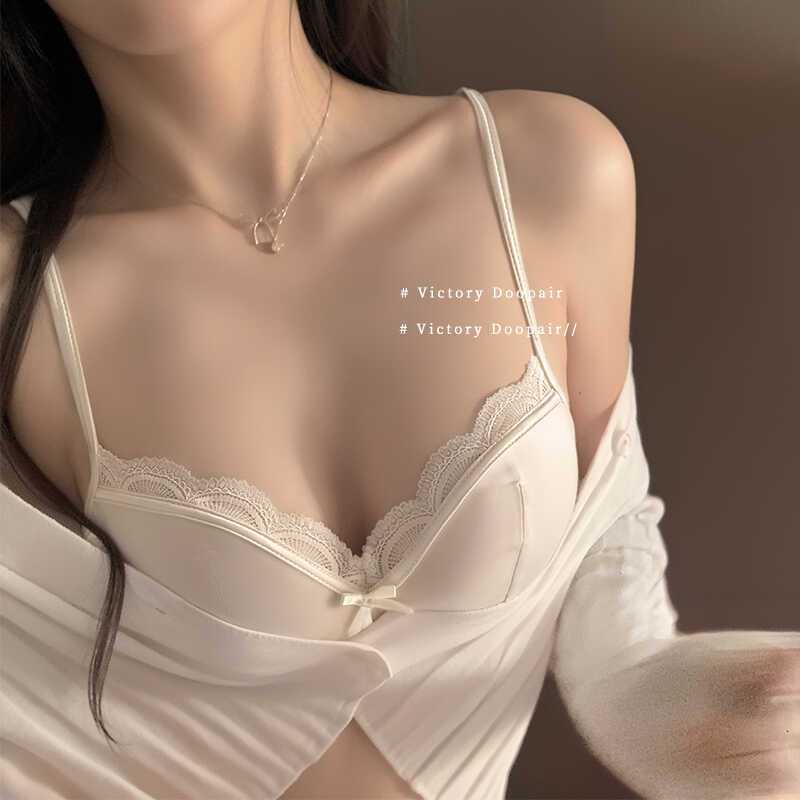 French Premium Satin Lingerie Set, Thin Minimizer Soft Underwire Lift Anti-Sag Bra for Full Bust Women