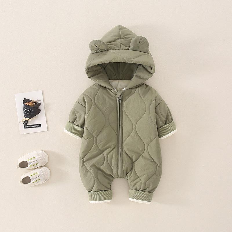 Cozy Thickened Zippered Romper for Baby Boys & Girls | Loose Fit, Baby Boy Winter Clothes, Cozy Babywear