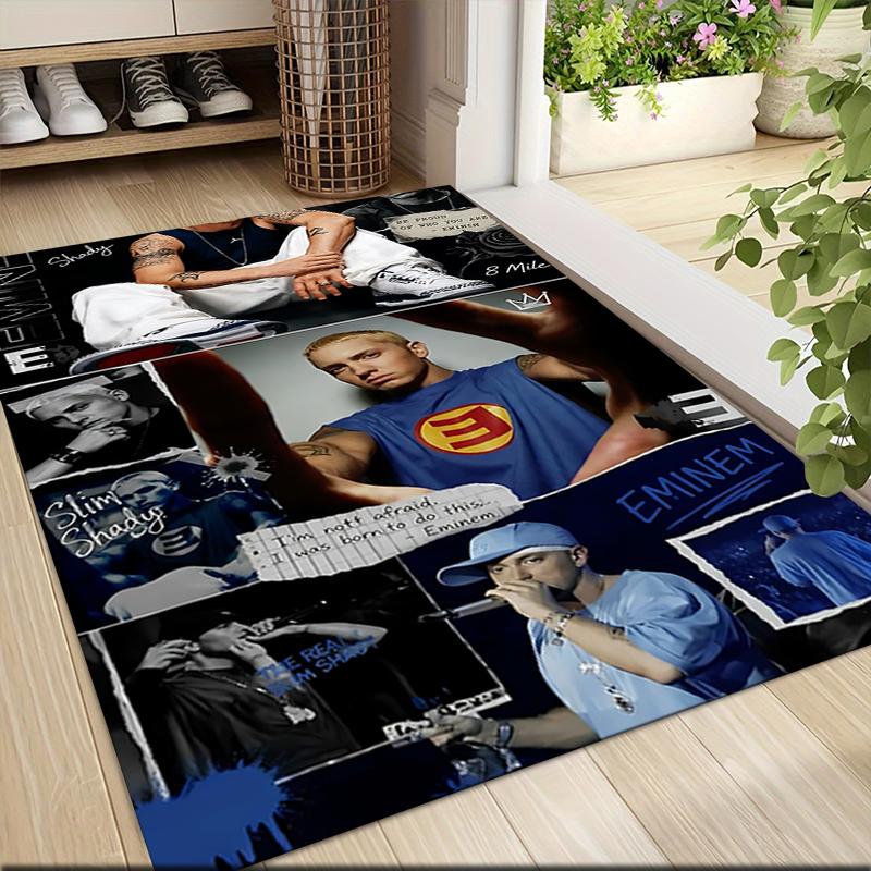 Eminem'S Musical Journey Carpet Rug Soft Washable Anti Slip Home Living Room Sofa Mats Personalized Christmas Rug