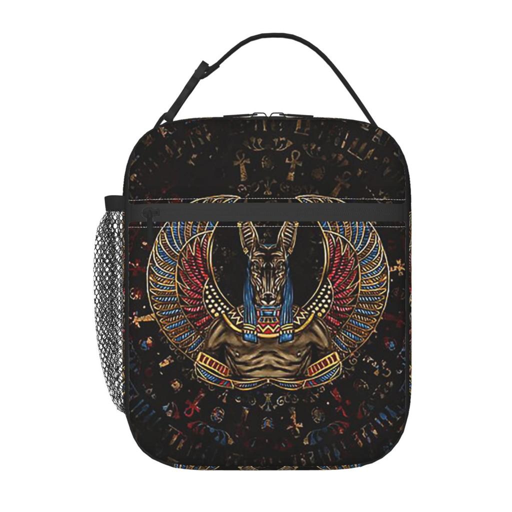 Egyptian God Anubis Art Insulated Lunch Bag for Women Children Portable Food Boxes Thermal Lunch Box Tote