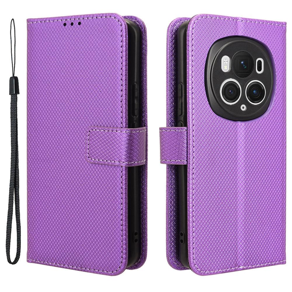 Wallet Case For Honor Magic6 Pro 5G Shell Leather Diamond Texture Phone Cover