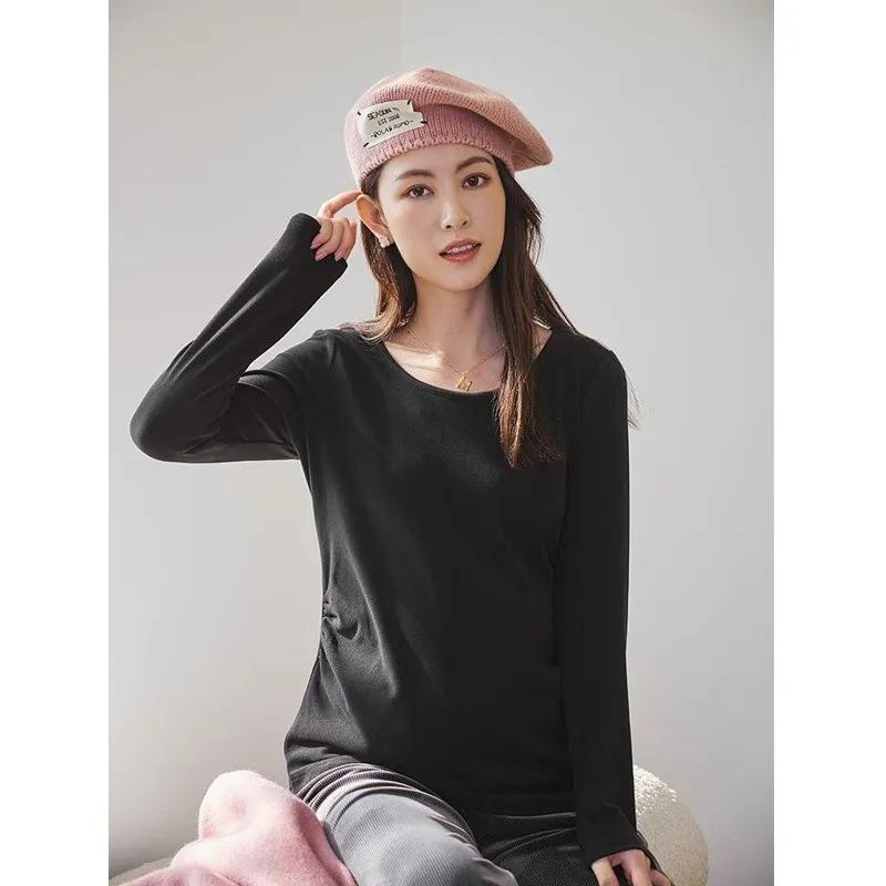 

Maternity German velvet thermal bottoming shirt, new solid color inner with winter slim-fitting long sleeves M recommends 85-52.5kg