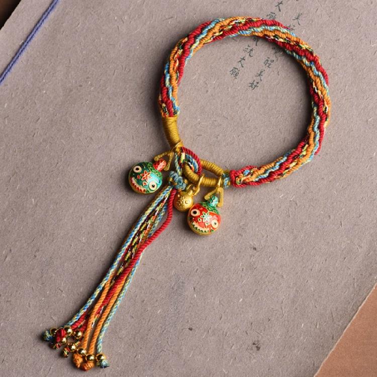 Comfortable Ethnic Style Wristband Soft Knitted Hand Rope Accessory with Pendant