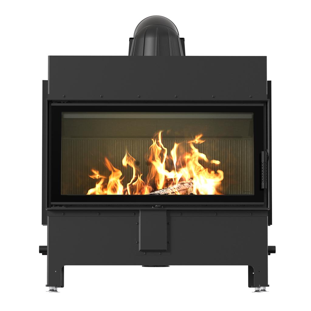 Steel Fireplace KRATKI LUCY 16 kW Ø 200 Black Thermotec Self Closing Door