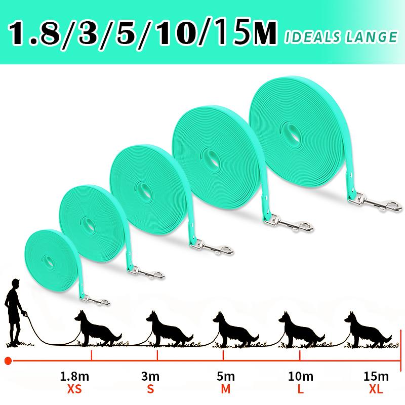 Wasserdichte Hundeleine PVC Hundeleine Rückruf Schleppleine für Strand, Schwimmen, Tracking, Training Hunde Leine für Haustier, Mittelgroße und Große Hunde