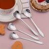 4pcs Polished Stainless Steel Heart Shaped Coffee Spoons Mixing Stirring Flatware for Cafe Bar Drinkware Tableware Accessories