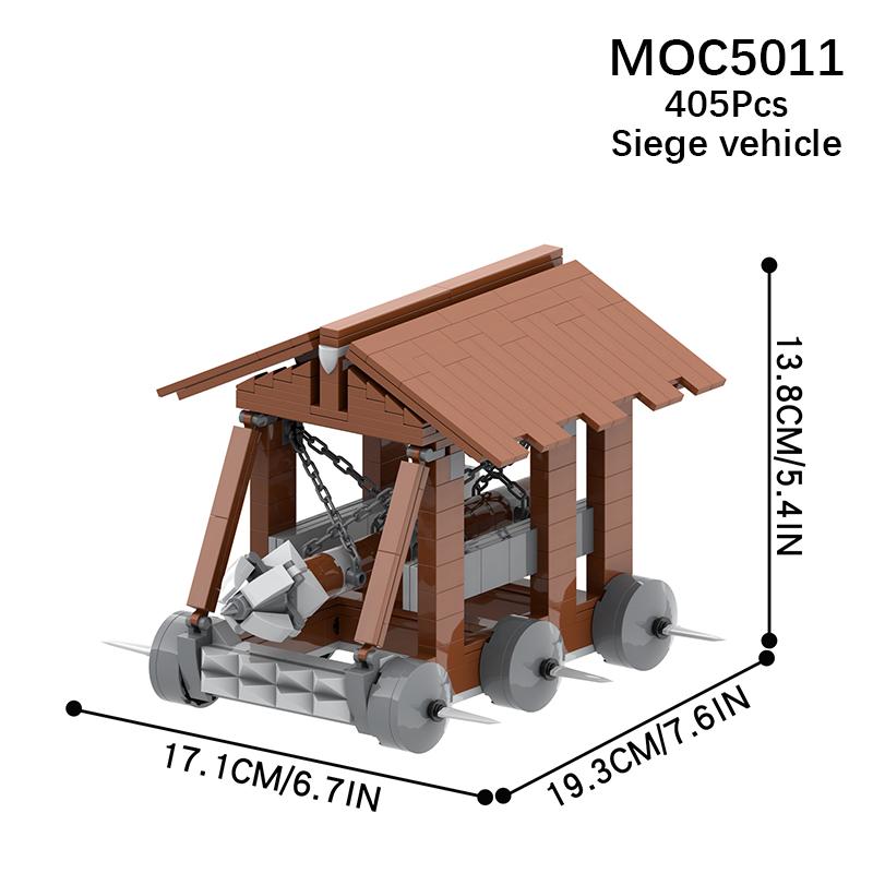 MOC Middle Ages Military Ladder Gate Siege Vehicle Watch Tower Building Block Battlefield War Street View Toys For Children Gift