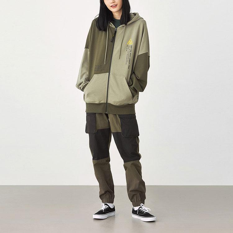 Vans Letter Logo Pocket Loose Woven Cuffed Casual Pants Women pants Army-Green VN0A4RBEKCZ
