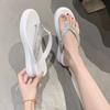Large size flip-flops 2025 new summer slope heel cool slippers fashionable rhinestone outer wear toe slippers women