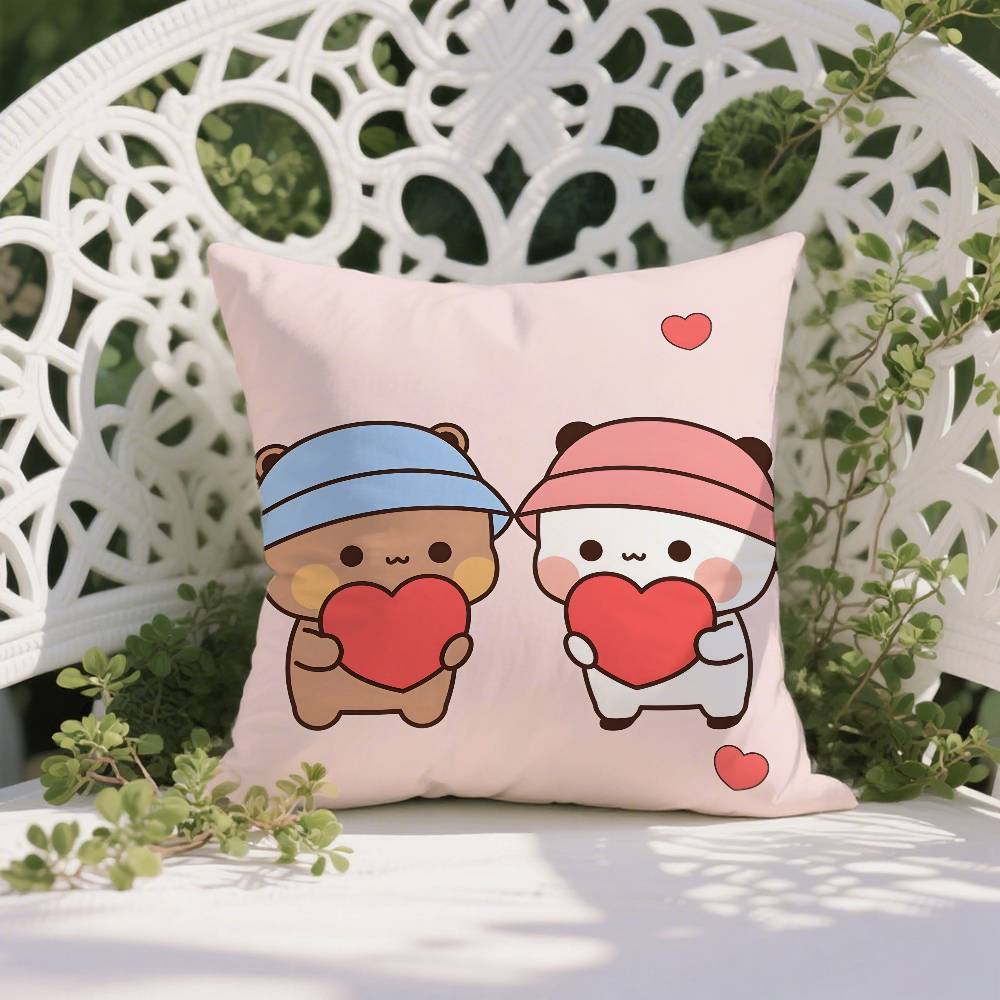 Cartoon Bubu & Dudu Lovely Pillow Case Anti-dustmite Pillowcase Invisible Zipper Silky Short Plush Sofa Cushion Cover