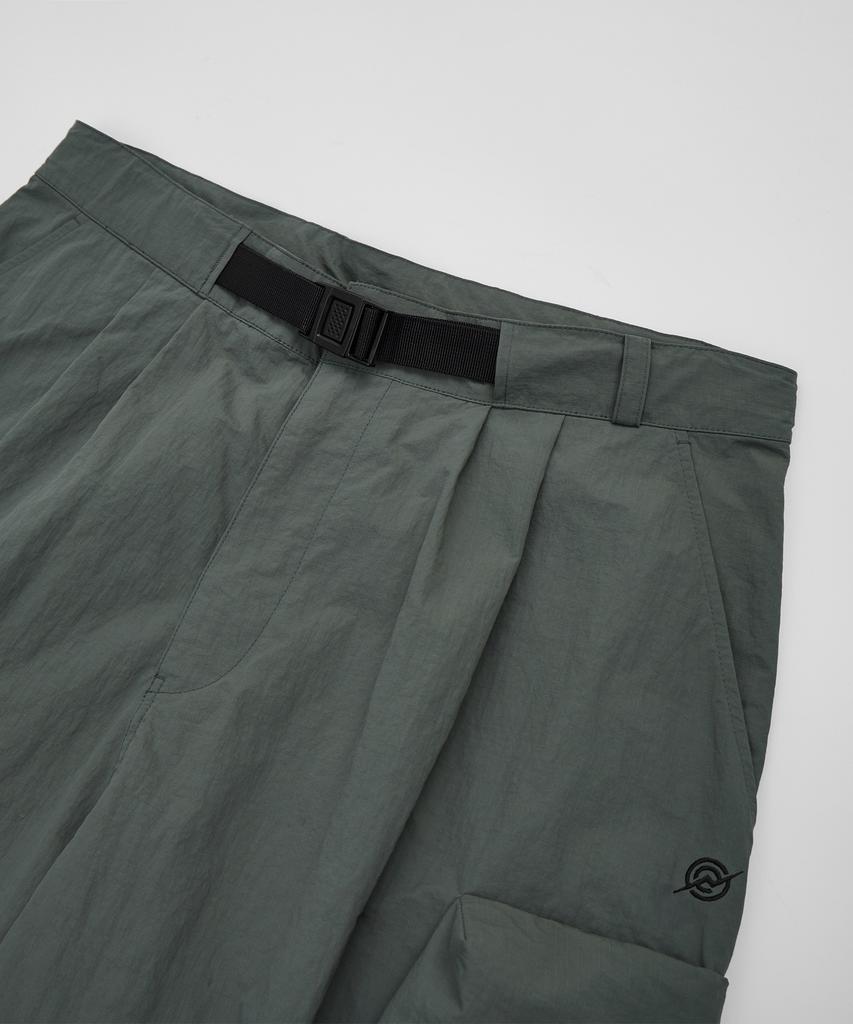 Kallapataleu Nylon Ankle Zipped Cargo Pants - Khaki