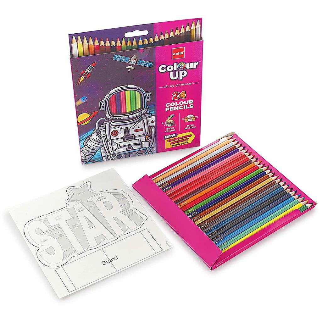 CELLO Set di Matite Colorate ColourUp, 24 Matite Multicolori, Confezione da 1, Resistenti alla Rottura, Divertente Set Artistico e da Disegno per Bambini