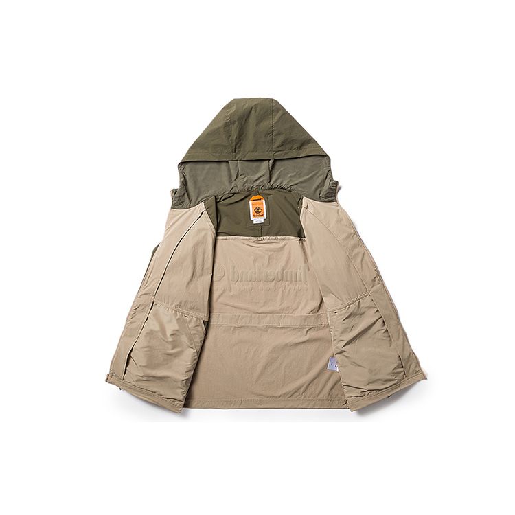 Timberland Unisex Color Block Water Repellent Sun Protection Hooded Jacket Olive Green A66EF-269