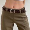 Y2K Carved Buckle Belt Zinc Zinc Alloy PU Vintage Waistband Western Countryside Leopard Print Belt  Party