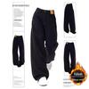 New Autumn/Winter Plus-Size Black Wide-Leg Fleece-Lined Jeans, Loose Slimming Fit for Pear-Shaped Figures.