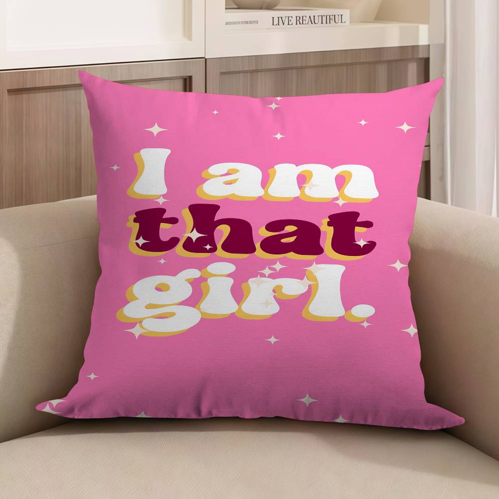 1PC Feminist Fashion Art Pink Girl Power Cushion Cover Polyester Sofa Cushions Decorative Pillows Home Decoration Pillowcover