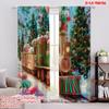 2pcs,2D Plane Printing Curtain Fabric Christmas Candy Train Durable Polyester (without Rod) All Seasons Perfect for Bedroom &