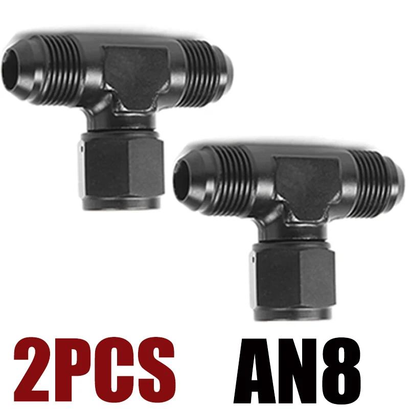 2Pcs Aluminum Flare Tee Fittings AN4 AN6 AN8 AN10 AN12 Male With 4 6 8 10 12 AN Female Swivel On Side Male To AN Female Adaptor