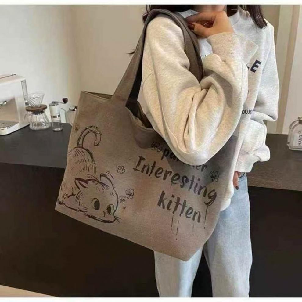 Trendy 2025 Large Canvas Tote Bag for Women - Versatile Commute or Shopping Shoulder Bag