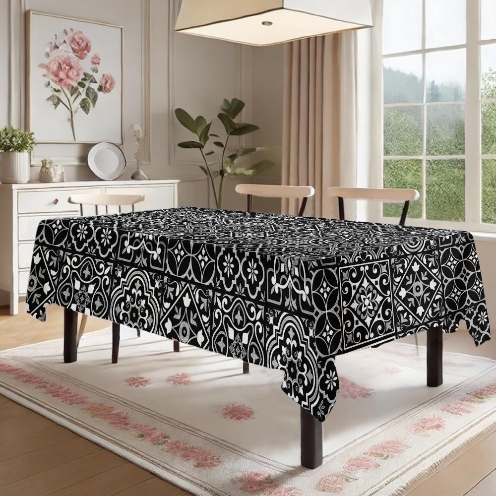 Geometric Pattern Rectangle Table Cloth for Table Decor Kitchen Dining Waterproof Reusable Tablecloth for Table Party Picnic