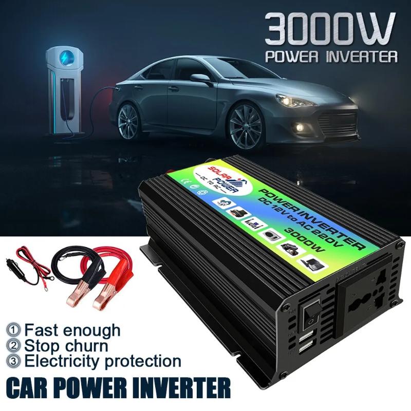 Solar Power Inverter Pure Sine Wave 1000W Inverter DC12V / 24V To AC220V Electric Vehicle Car Household Appliances Travel Solar Power Inverter AC 220V