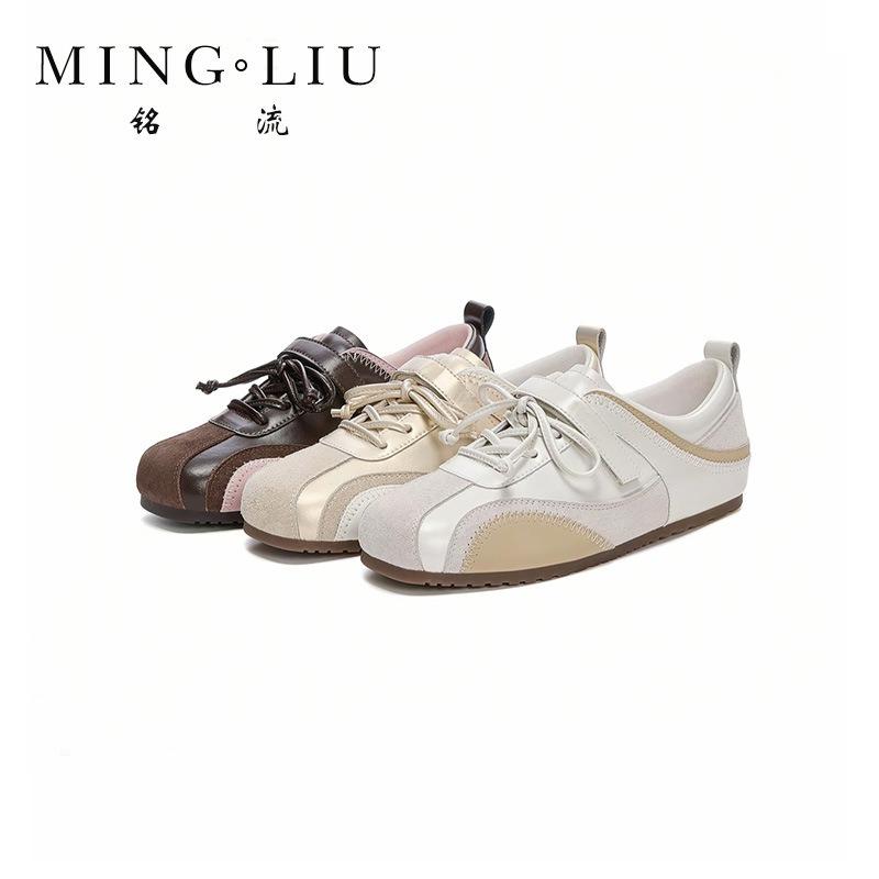 New leather women's autumn shoes women's shoes versatile flat-soled sports shoes comfortable bow single shoes