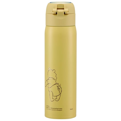 Skater Straw Mug Bottle 480ml Cold Storage Stainless Steel Water Bottle Disney Winnie the Pooh Relax One Touch Open STOT5ST-A