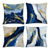 Home Decor Blue & Gold Abstract Marbling Pillow Covers Pattern Cushion Cover Suitable For Sofa Bedroom Car Pillow Cover