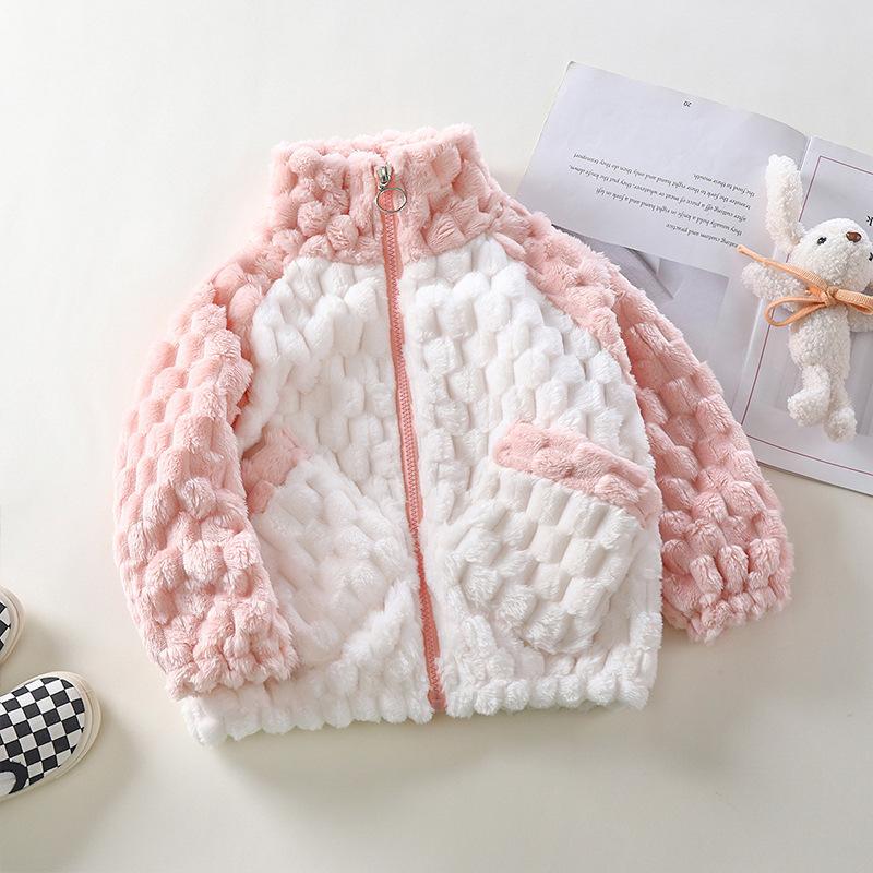 

Зимние детские пальто плюшевые теплые куртки пальто для мальчиков и девочек верхняя одежда простая универсальная модная детская одежда 120cm