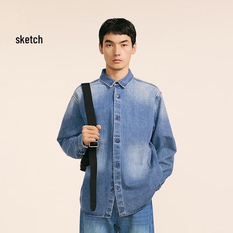Sketch Men's 2024 Winter Loose Long-Sleeved Denim Shirt
