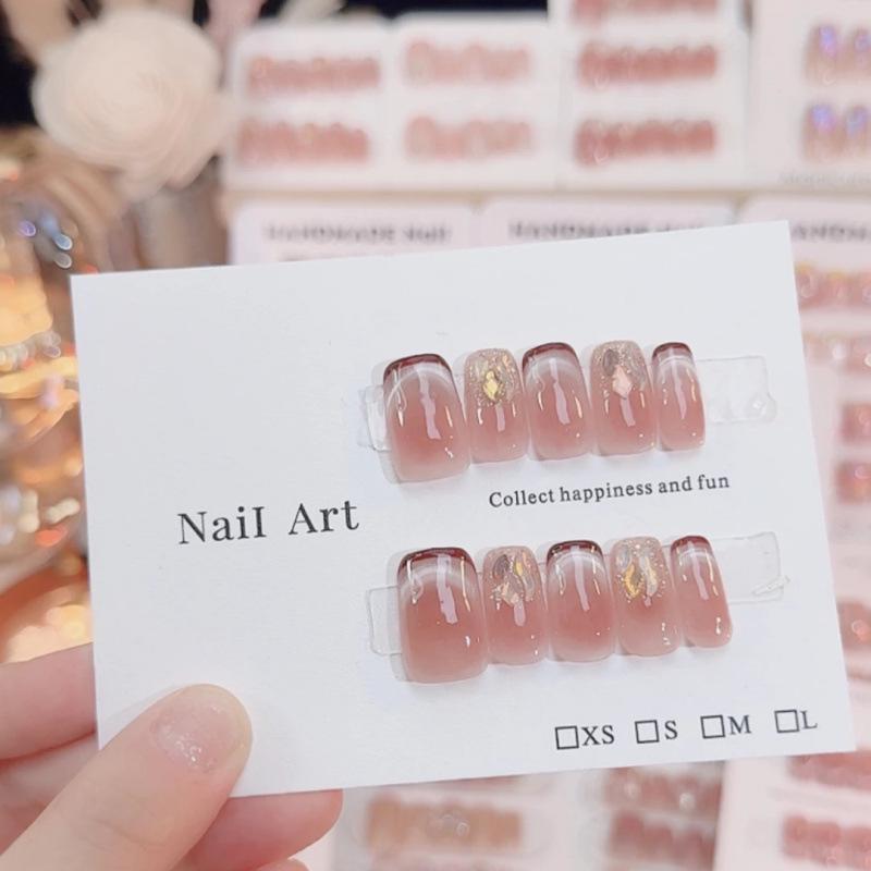 New Year Style: Handmade Half Sugar Black Tea Wearable Nails—10-Piece Set