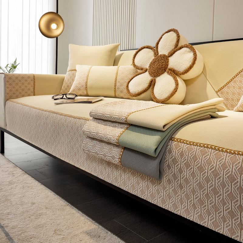 High End Light Luxury Chenille Sofa Cushion New Chinese Style Backrest Cover Four Seasons Universal Anti Slip Protective Sleeve
