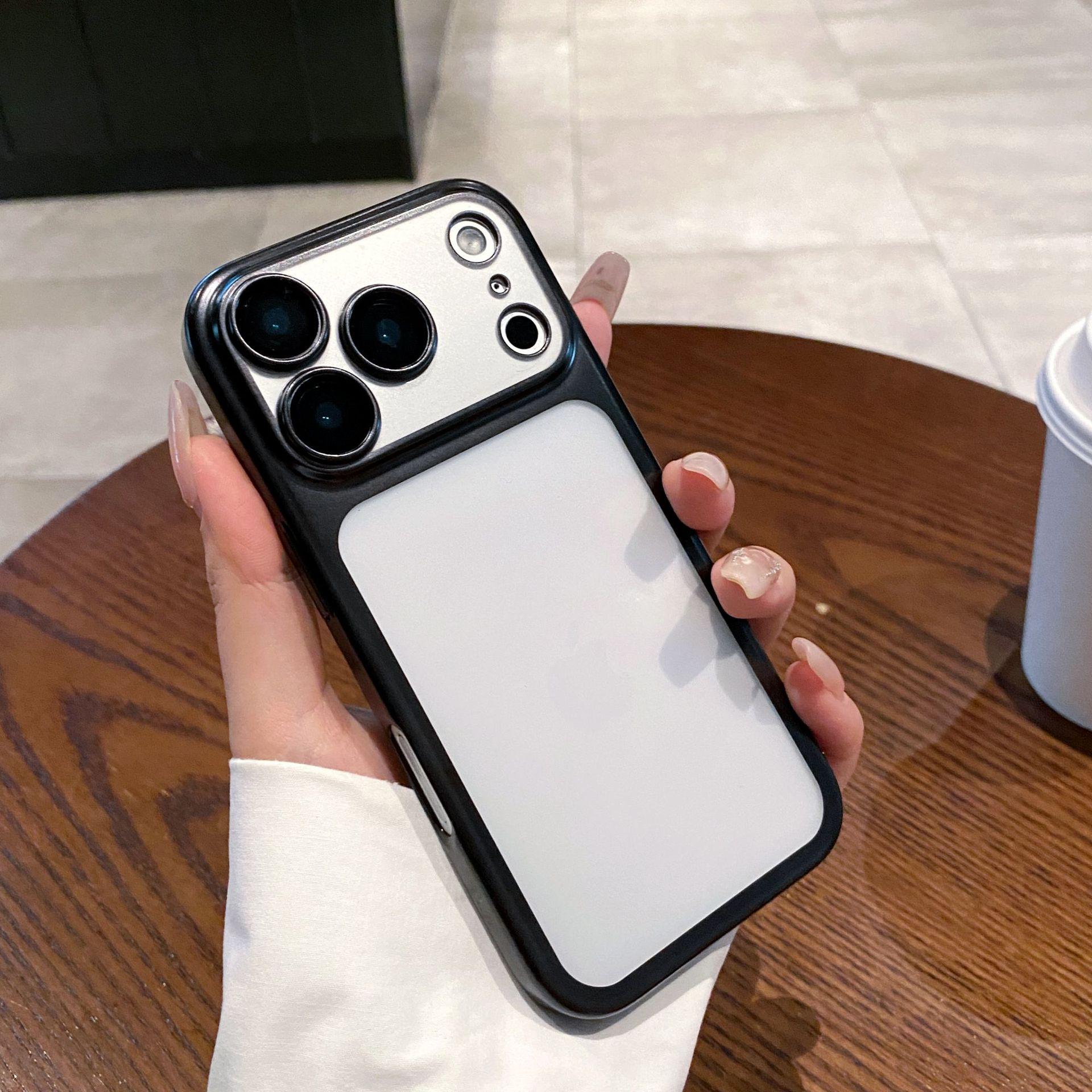 

Напівпрозорий матовий гальванізований чохол для телефону Apple 17 Promax з плівкою проти падіння для моделей 14/15/16/16PM. iPhone 16 Pro чорний