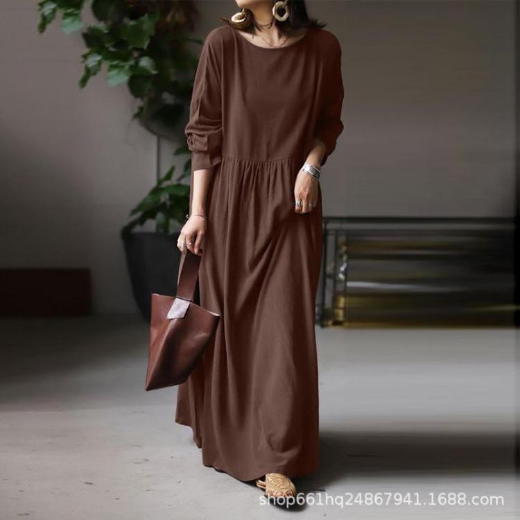 

Длинная хлопковая юбка 2021 Свободное белое платье-пуловер Однотонное для поездок на работу XXXL