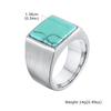 Stylish Natural Stone Turquoise Ring for Men,Waterproof Stainless Steel Signet Ring,Vintage Birthday Jewelry Gift for Him Dad