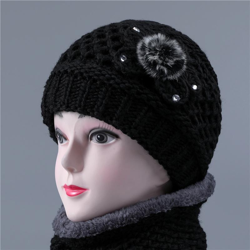 

Шапка женская зимняя осенняя и зимняя вязаная шерстяная утолщенная и с бархатом для сохранения тепла average size elastic