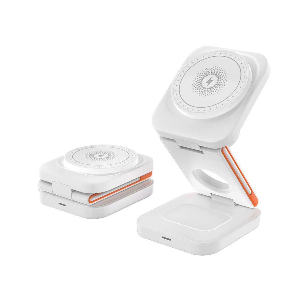 

Foldable 15W 3-in-1 Wireless Charger for Phone, Earbuds, and Watch білий