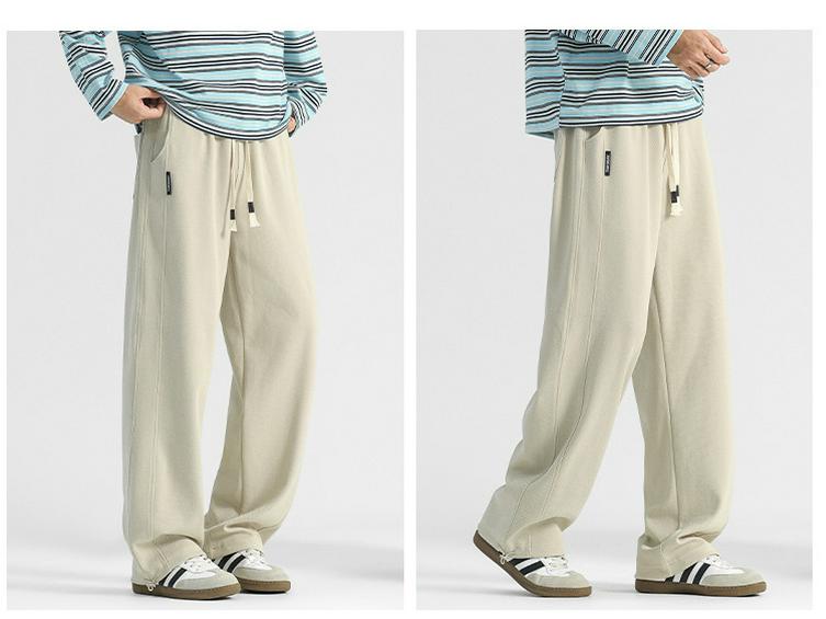 Men's Korean Relaxed Wide-Leg Velvet Sweatpants for Autumn and Winter