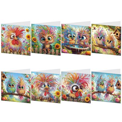 8Pcs Bear Fairy DIY Diamond Painting Card Diamond Daily Wish Card Diamond Painting Greeting Card for Family Friends Gift