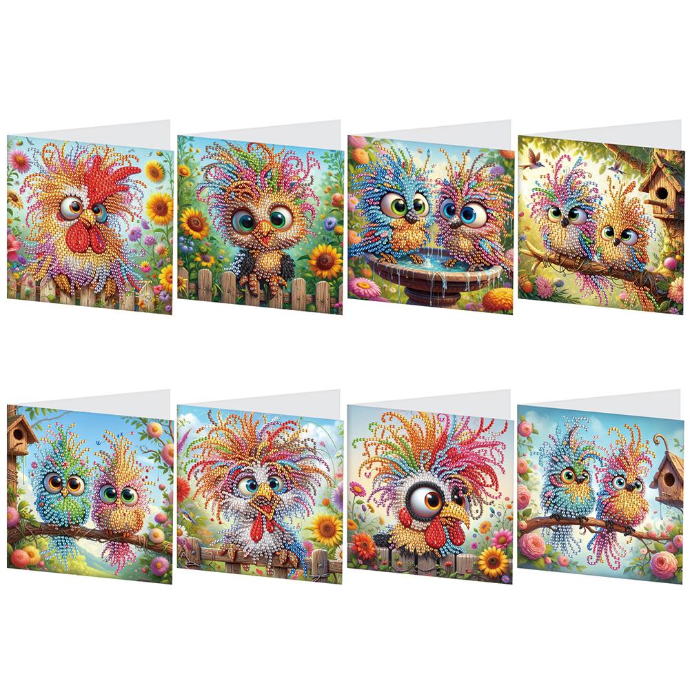 8Pcs Christmas Diamond Handmade Card Rhinestone Painting Card Kit Diamond Painting Greeting Card for Holiday Party Favors